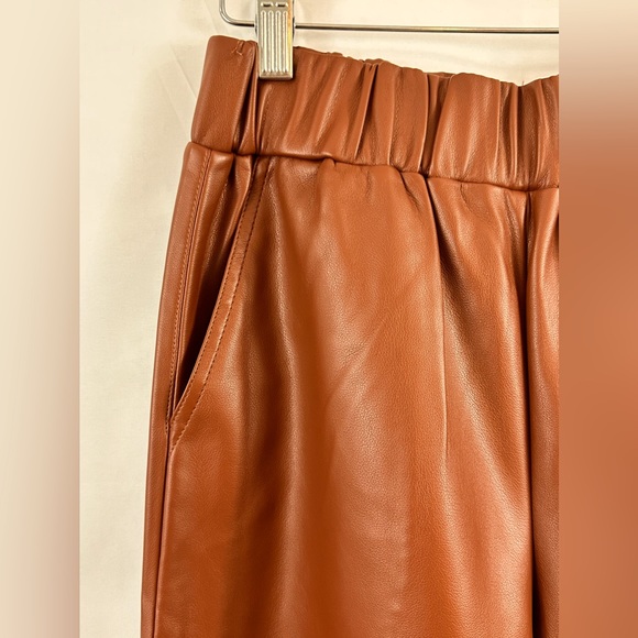 BLANK NYC BROWN  FAUX LEATHER ELASTIC HIGH WAIST CROP PANT XS - Picture 8 of 10